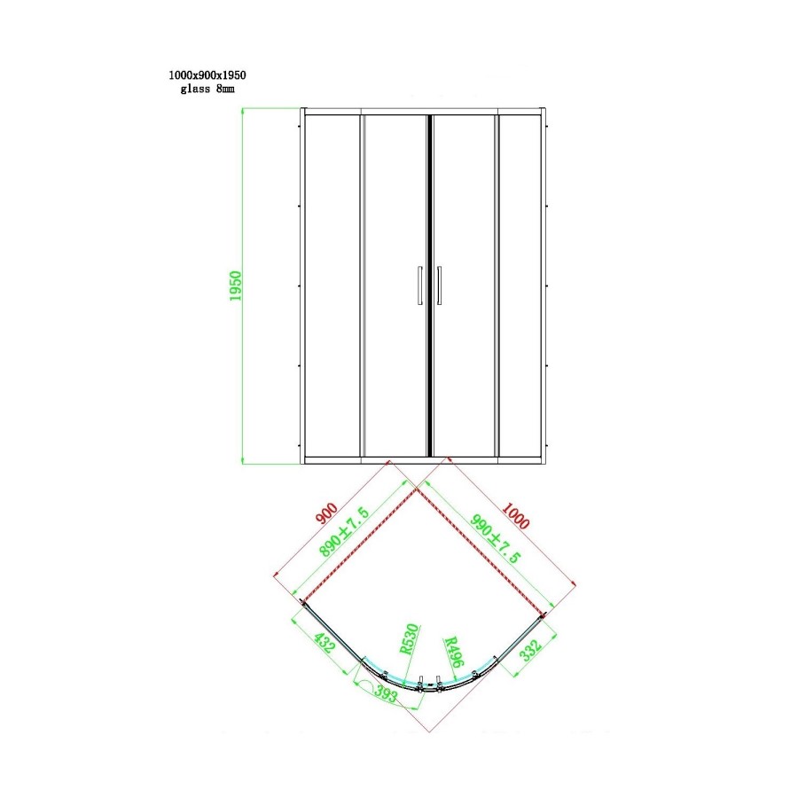 GRADE A1 - Black 1000 x 900 Offset Quadrant Shower Enclosure - Pavo