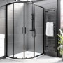 Grade A1 - 1200x800mm Black Offset Quadrant Shower Enclosure - Pavo