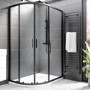 Grade A1 - Black 8mm Glass Left Hand Offset Quadrant Shower Enclosure With Shower Tray 1200x800mm - Pavo