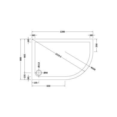 1200x800mm Right Hand Offset Quadrant Low Profile Shower Tray- Purity 