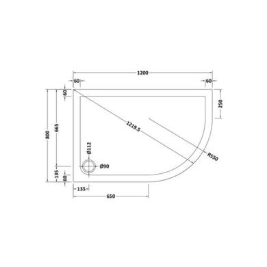 1200x800mm Right Hand Offset Quadrant Low Profile Shower Tray- Purity 