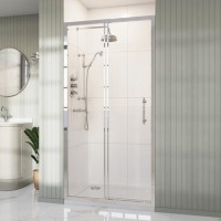 1000mm Chrome Sliding Shower Door 8mm Glass with Traditional Handle - Pavo 1000mm Chrome Sliding Shower Door 8mm Glass with Traditional Handle - Pavo