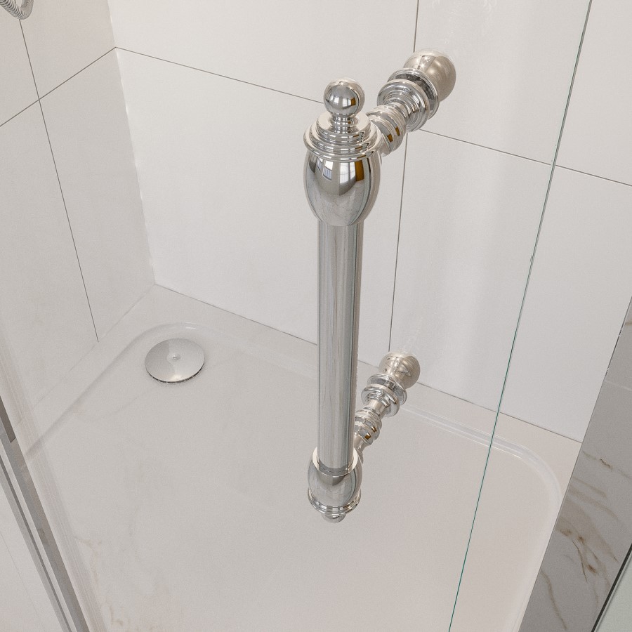 1000mm Chrome Sliding Shower Door 8mm Glass with Traditional Handle - Pavo
