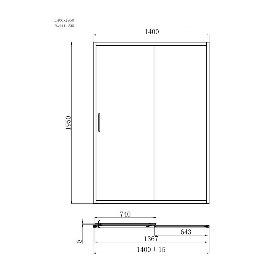 Grade A1 - Pavo 1400x800mm 8mm Sliding Door Enclosure - Chrome