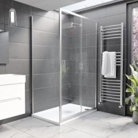 Grade A2 - Chrome 8mm Glass Rectangular Sliding Shower Enclosure 1400x900mm - Pavo Grade A2 - Chrome 8mm Glass Rectangular Sliding Shower Enclosure 1400x900mm - Pavo