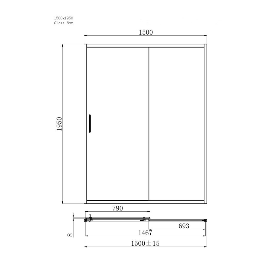 1500mm Sliding Shower Door - Pavo