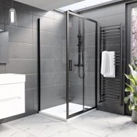 1000x800mm Black 8mm Glass Rectangular Sliding Shower Enclosure with Shower Tray - Pavo 1000x800mm Black 8mm Glass Rectangular Sliding Shower Enclosure with Shower Tray - Pavo