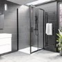 1000x800mm Black 8mm Glass Rectangular Sliding Shower Enclosure with Shower Tray - Pavo