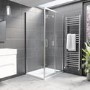 Grade A1 - Chrome 8mm Glass Rectangular Sliding Shower Enclosure with Shower Tray 1000x800mm - Pavo