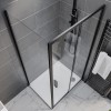 Grade A1 - 1100x700mm Black Rectangular Sliding Shower Enclosure - Pavo