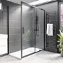 Black 8mm Glass Rectangular Sliding Shower Enclosure 1400x800mm - Pavo