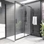 Grade A2 - Black 8mm Glass Rectangular Sliding Shower Enclosure with Shower Tray 1400x800mm - Pavo