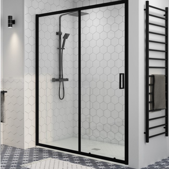 Black 1600 Sliding Shower Door - Pavo