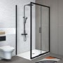 1600x800mm Black Rectangular Sliding Shower Enclosure - Pavo
