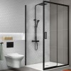 1600x900mm Black Rectangular Sliding Shower Enclosure with Shower Tray - Pavo