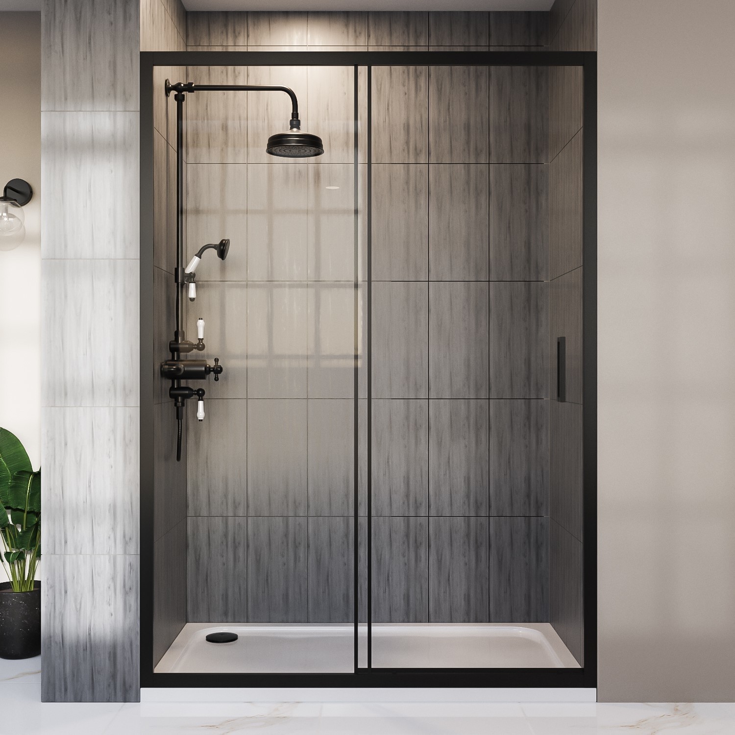 Black Sliding Shower Door 1700mm 8mm Glass Pavo Range Better Bathrooms