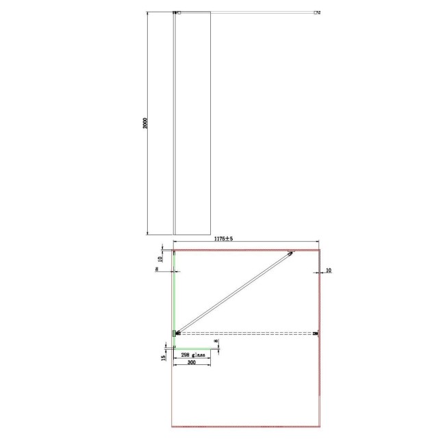 Grade A1 - 800mm Frameless Wet Room Shower Screen with Return Panel - Corvus