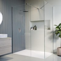 1400x900mm Chrome Walk In Shower Screen Enclosure with Shower Tray - Corvus 1400x900mm Chrome Walk In Shower Screen Enclosure with Shower Tray - Corvus