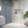 1400x900mm Chrome Walk In Shower Screen Enclosure with Shower Tray - Corvus