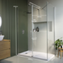 1400x800mm Frameless Walk In Shower Enclosure with 300mm Hinged Flipper Panel and Shower Tray - Corvus