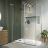 1400x900mm Frameless Walk In Shower Enclosure with 300mm Hinged Flipper Panel and Shower Tray - Corvus