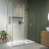 1400x900mm Frameless Walk In Shower Enclosure with 300mm Hinged Flipper Panel and Shower Tray - Corvus