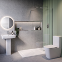 BUN/BeBa_26079/89649 1400 x 900mm Chrome Walk in Shower Enclosure Suite with Toilet and Basin - Corvus
