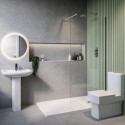 BUN/BeBa_26079/89650 1600 x 800mm Chrome Walk in Shower Enclosure Suite with Toilet and Basin - Corvus