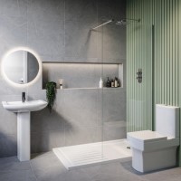 1700 x 800mm Chrome Walk in Shower Enclosure Suite with Ashford Toilet and Basin 1700 x 800mm Chrome Walk in Shower Enclosure Suite with Ashford Toilet and Basin