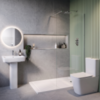 1700 x 800mm Chrome Walk in Shower Enclosure Suite with Toilet and Basin - Corvus