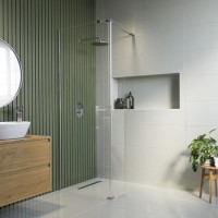 900mm Chrome Shower Screen for Wet Room & Walk In Shower with 300mm Hinged Flipper Panel – Corvus 900mm Chrome Shower Screen for Wet Room & Walk In Shower with 300mm Hinged Flipper Panel – Corvus