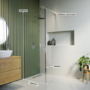Walk In Shower 1000mm Frameless with 300mm Fixed Panel and Wall Support Bar - Corvus