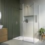1600x800mm Chrome Walk In Shower Screen Enclosure with 300mm Hinged Flipper Panel and Shower Tray - Corvus