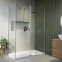 1600x800mm Chrome Walk In Shower Screen Enclosure with 300mm Hinged Flipper Panel and Shower Tray - Corvus