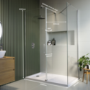 Grade A2 - 1700x800mm Frameless Walk In Shower Enclosure with 300mm Hinged Flipper Panel and Shower Tray - Corvus