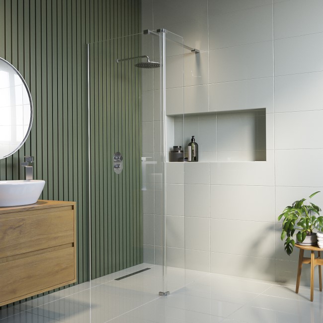 1400mm  Frameless Wet Room Shower Screen with Flipper Panel - Corvus