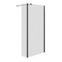 Wet Room Shower Screen 800mm Black Frameless with 300mm Fixed Panel and Wall Support Bar - Corvus