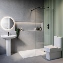 BUN/BeBa_26085/89656 1400 x 800mm Black Walk in Shower Enclosure Suite with Ashford Toilet and Basin