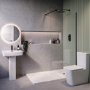 1300 x 800mm Black Walk in Shower Enclosure Suite with Ashford Toilet and Basin