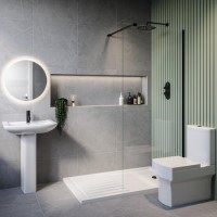 1600 x 800mm Black Walk in Shower Enclosure Suite with Ashford Toilet and Basin 1600 x 800mm Black Walk in Shower Enclosure Suite with Ashford Toilet and Basin