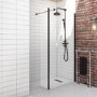 Grade A1 - 900mm Black Frameless Wet Room Shower Screen with Return Panel - Corvus