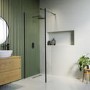 Grade A1 - 1000mm Black Frameless Wet Room Shower Screen with Return Panel - Corvus