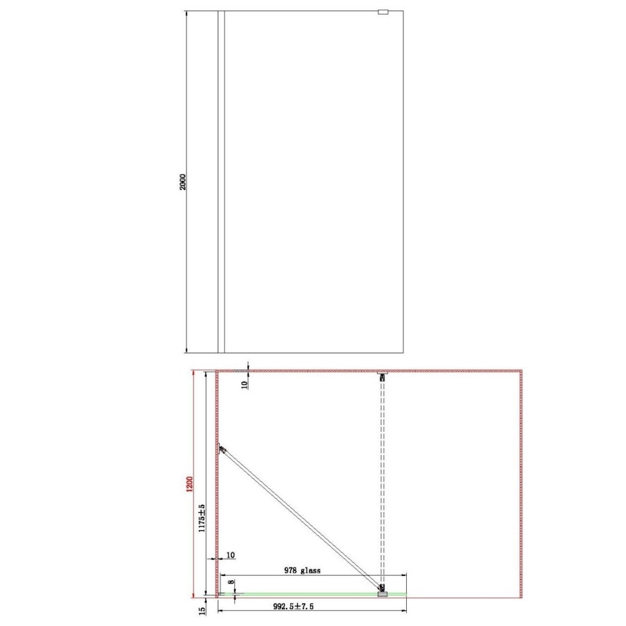 Grade A1 - 1000mm Black Frameless Wet Room Shower Screen with Return Panel - Corvus