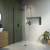 1000mm Black Frameless Wet Room Shower Screen with Flipper Panel - Corvus