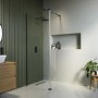 1000mm Black Shower Screen for Wet Room & Walk In Shower with 300mm Hinged Flipper Panel – Corvus