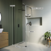 1000mm Black Frameless Wet Room Shower Screen with Flipper Panel - Corvus