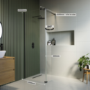 1000mm Black Shower Screen for Wet Room & Walk In Shower with 300mm Hinged Flipper Panel – Corvus