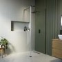 1000mm Black Shower Screen for Wet Room & Walk In Shower with 300mm Hinged Flipper Panel – Corvus