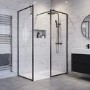 1400x900mm Black Framed Walk In Shower Enclosure and ShowerTray with Hidden Waste - Zolla