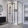 1400x800mm Black Framed Walk In Shower Enclosure with 300mm Fixed Panel and Shower Tray - Zolla